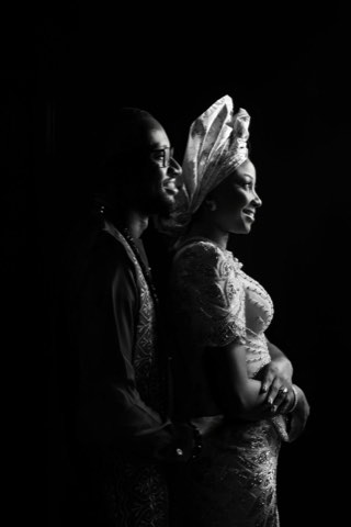 A dramatic low-key portrait of the couple